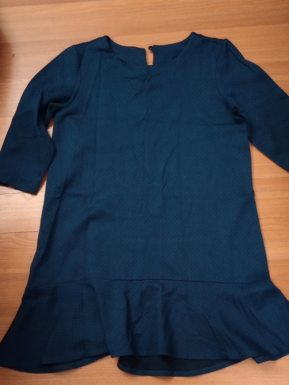 J. Jill Teal Blue Polka Dot Ruffle-Hem Pointe Dress